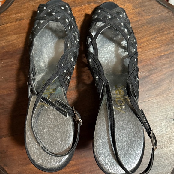 Vintage Selby Black Mesh Silver Dot Heels - Picture 3 of 6